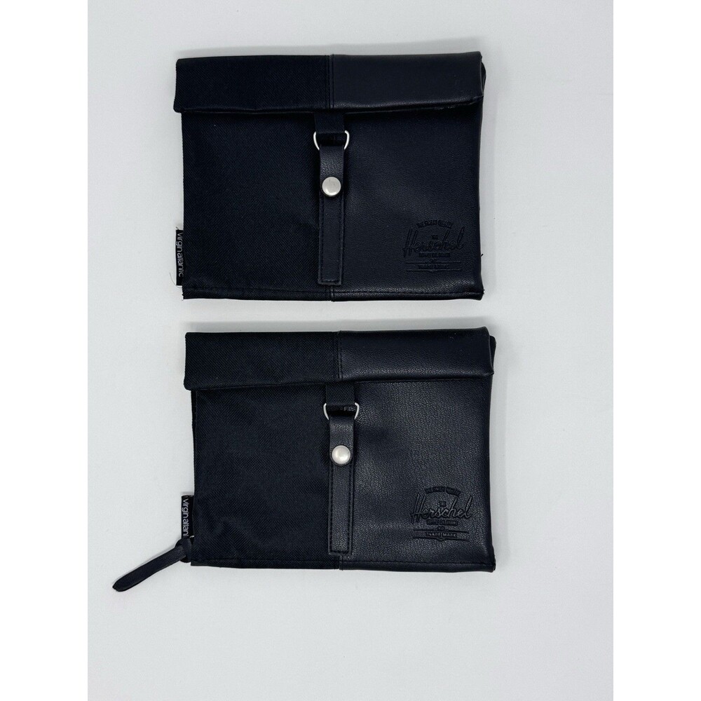 Virgin Atlantic Herschel Supply Black Travel Toiletry Bags x2 Zip Mesh Pocket
